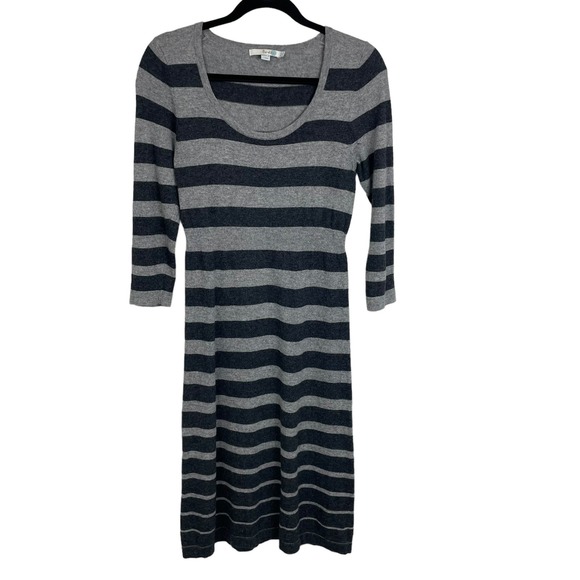 Boden Gray Striped Knit Sweater Dress Women's 6 - Picture 1 of 6